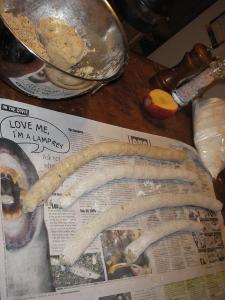Gnocchi dough rolled out for cutting and boiling.