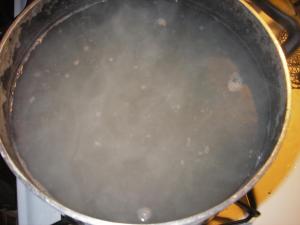 The gnocchi lie in wait at the bottom of the pot.